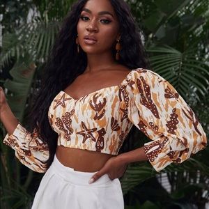 Beach Boho She’ll Puff Sleeve Crop Top